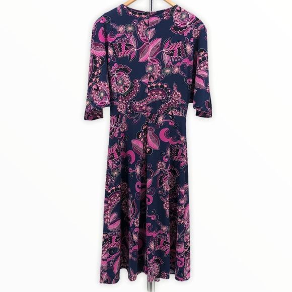Trina Turk Floral Print Knee Length Dress NWT size 2 Navy Pink - Picture 9 of 14